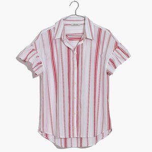 Madewell Central Ruffle-Sleeve Button-Down, Carey Stripe (L)